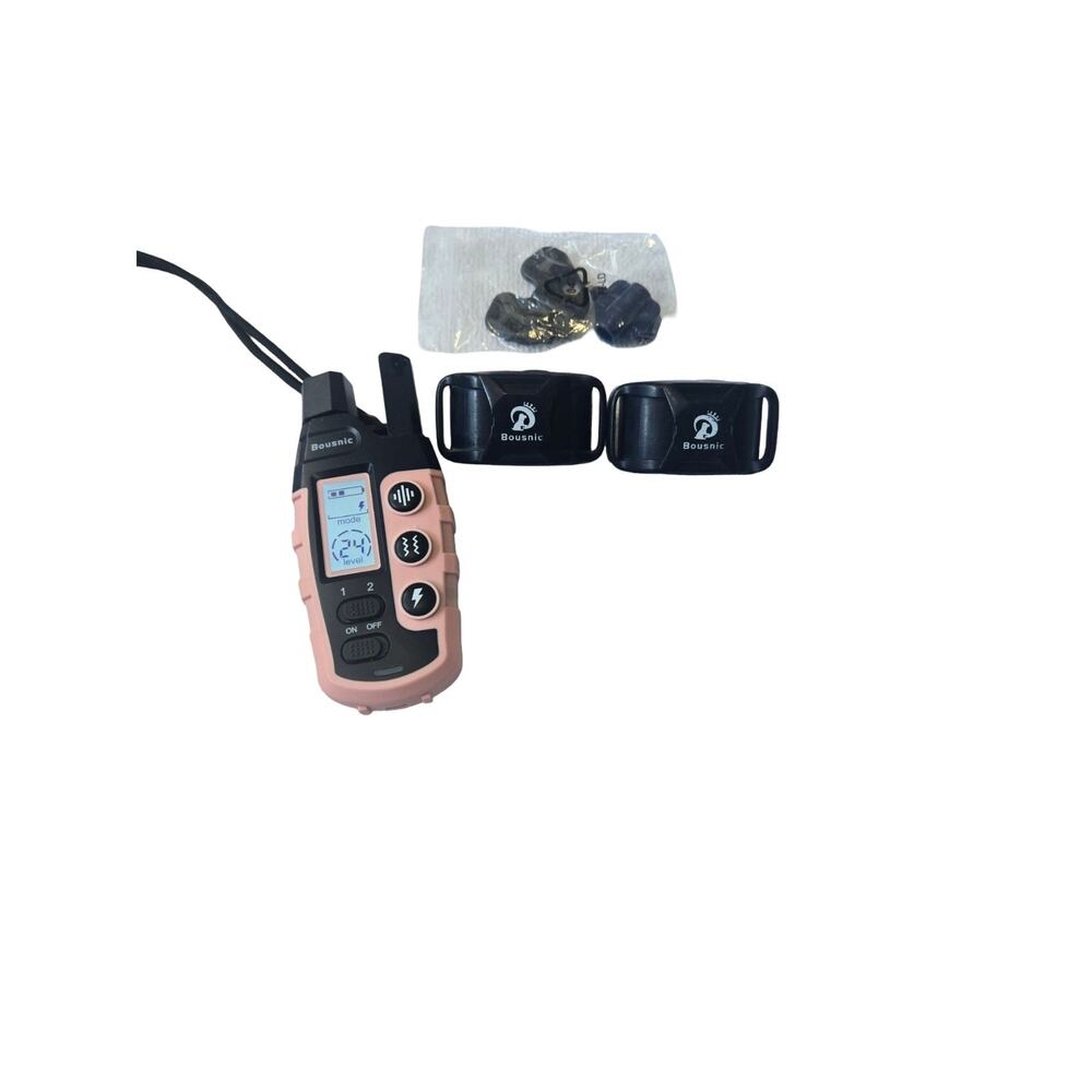 Bousnic RS2 Dog Training Collar Set Pink Remote 2 Vibration Collars